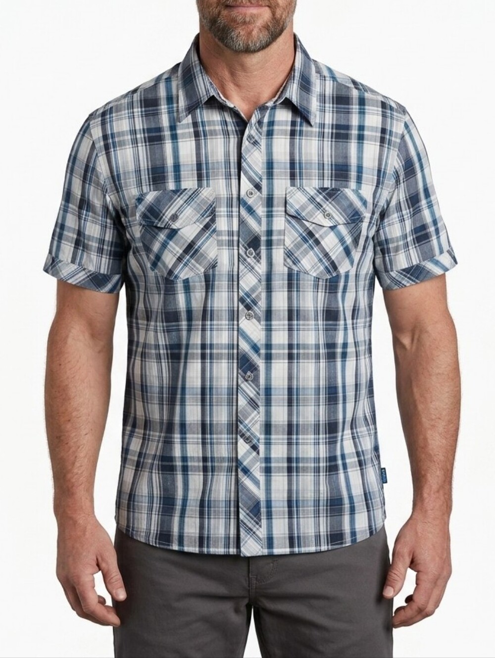 Kuhl Shirt Men L Large Gray Plaid Button Up Suncel Workwear Hike Performance